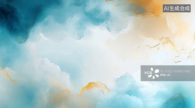 【AI数字艺术】青色中国风水墨抽象画背景图片素材