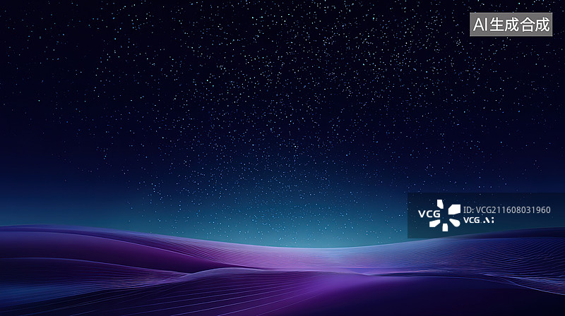 【AI数字艺术】星空下的紫色沙丘图片素材