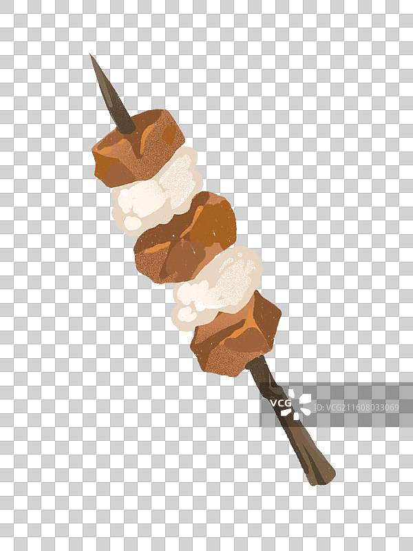 手绘可爱烤肉串插画元素图片素材