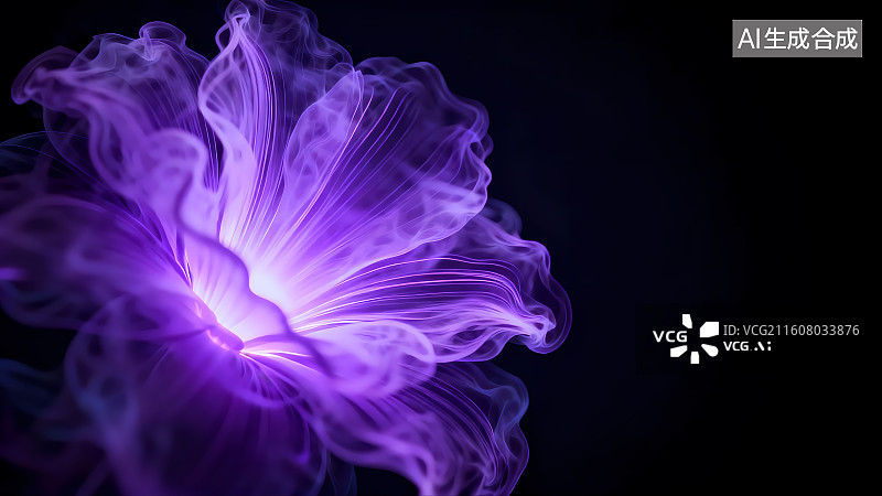 【AI数字艺术】紫色梦幻烟雾花插画图片素材