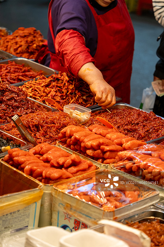 首尔广藏市场韩式小菜摊档图片素材