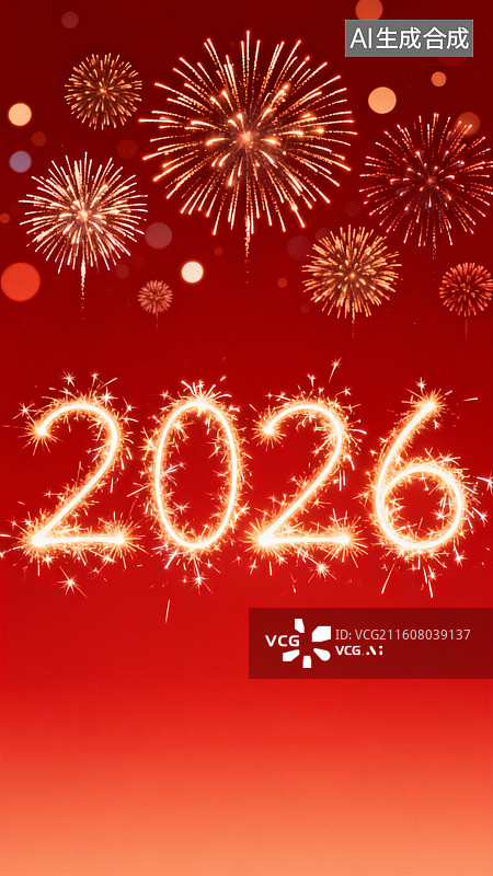 【AI数字艺术】2026新年喜庆烟花背景图片素材