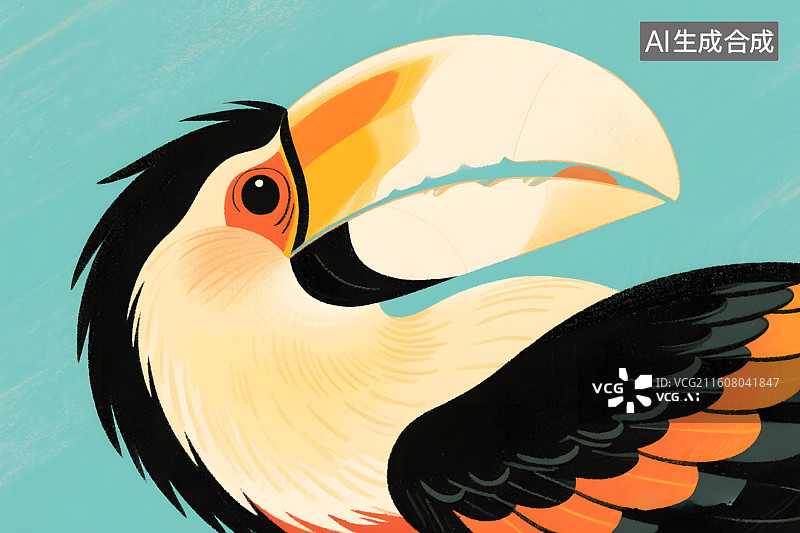 【AI数字艺术】奇幻巨嘴鸟肖像插画图片素材