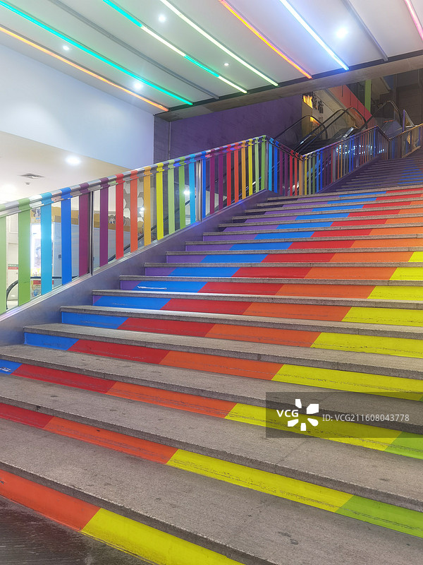 陕西省西安市骡马市兴正元广场彩虹楼梯阶梯图片素材
