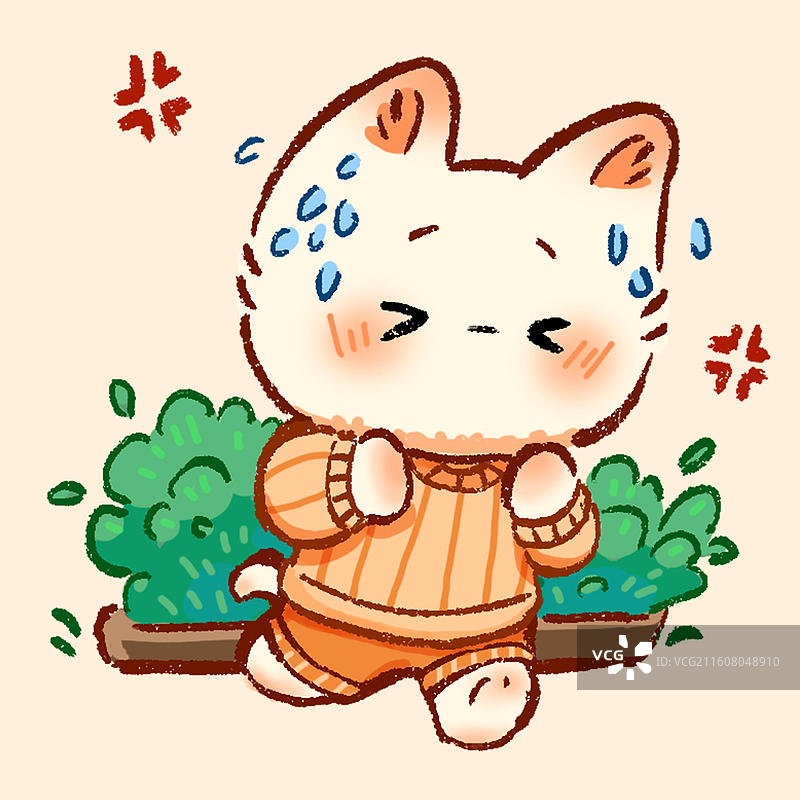 猫猫插画治愈心情运动图片素材
