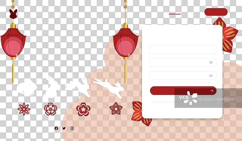 中国新年庆典扁平化着陆页图片素材