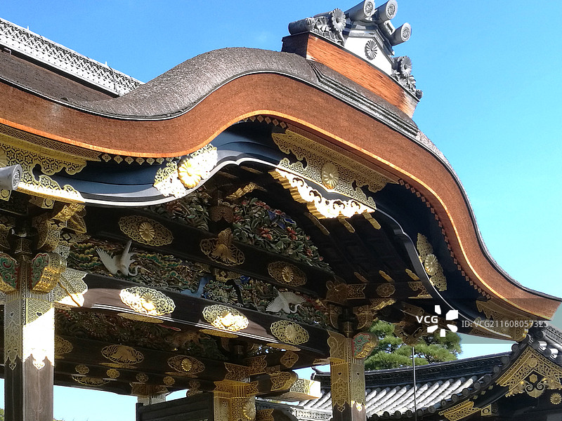日本京都二条城世界文化遗产德川家康江户幕府本丸御殿二之丸御殿庭院唐门图片素材