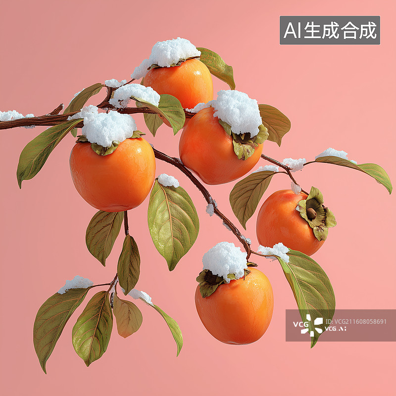 【AI数字艺术】3d冬柿树枝图片素材