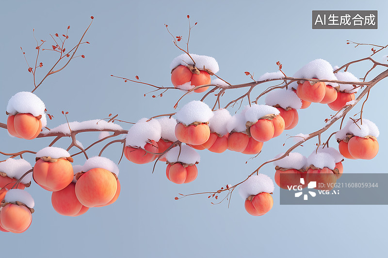 【AI数字艺术】3d冬果树枝图片素材