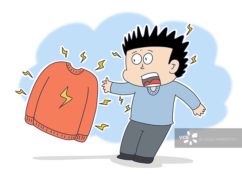 冬季衣服上的静电，干燥起静电图片素材