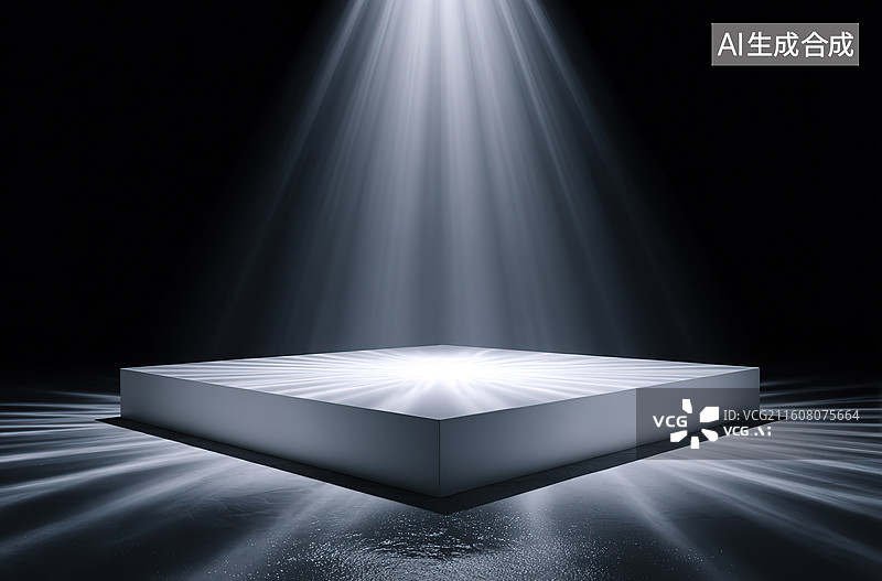 【AI数字艺术】聚光灯下的方形平台图片素材
