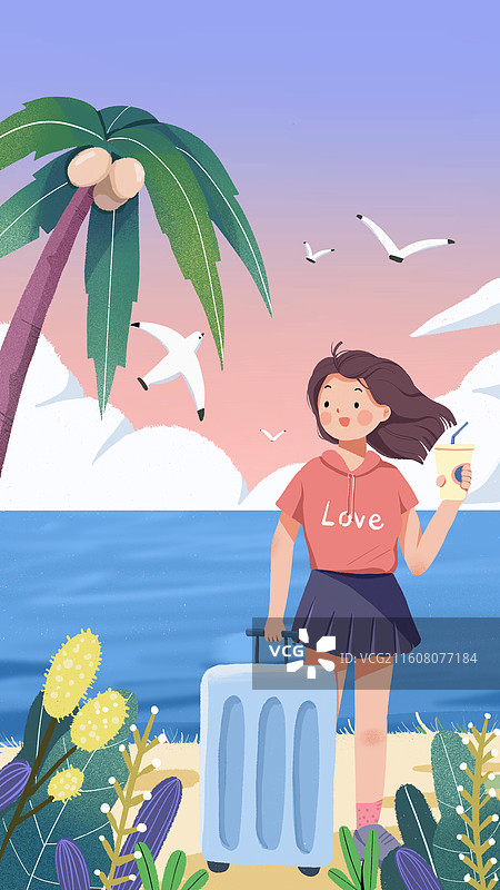 少女旅行 开心 快乐 海边图片素材