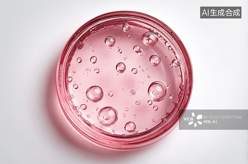 【AI数字艺术】粉色液体中的气泡特写图片素材