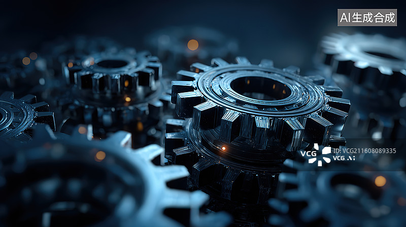 【AI数字艺术】精密齿轮机械结构图片素材