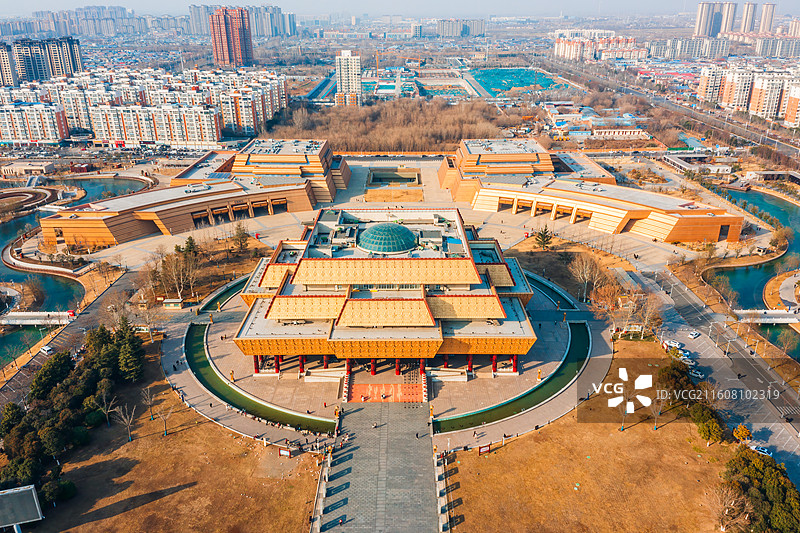 河南省安阳市中国文字博物馆航拍风光图片素材