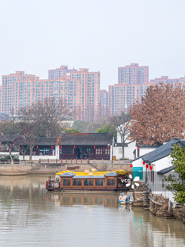 苏州寒山寺外京杭运河景色图片素材