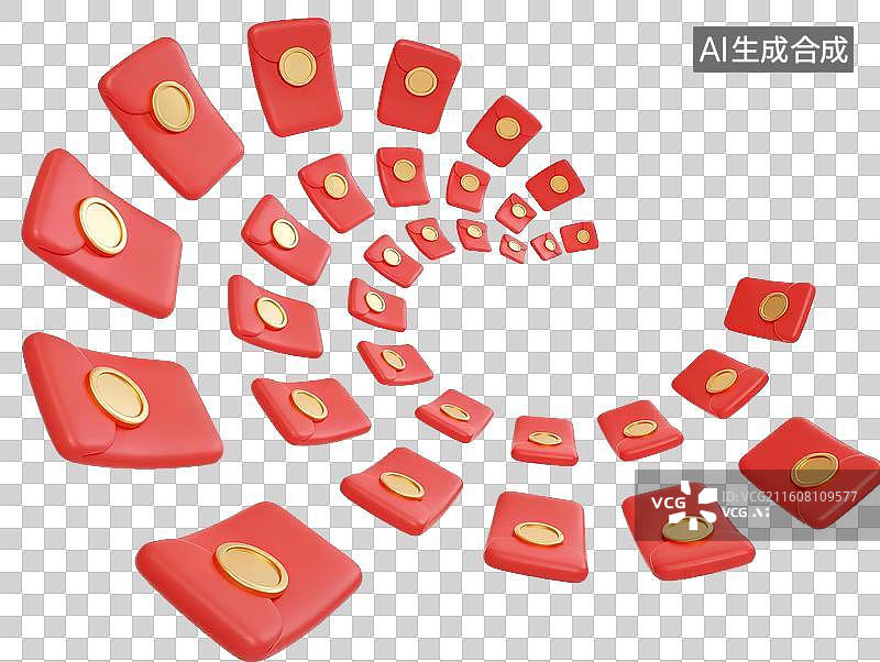 【AI数字艺术】3D节日喜庆红包铜钱纷飞图片素材