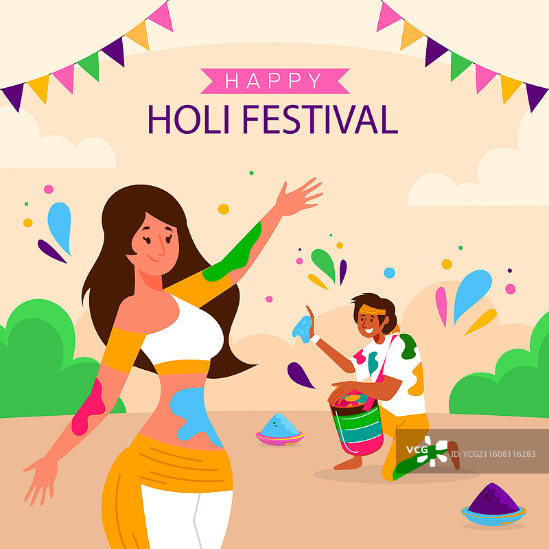 平铺的洒红节庆典图片素材