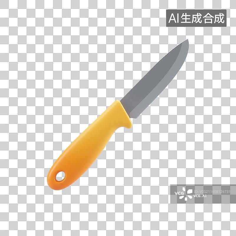 【AI数字艺术】3D渲染，水果刀，菜刀，料理刀，厨房用品，刀具，免抠元素图片素材