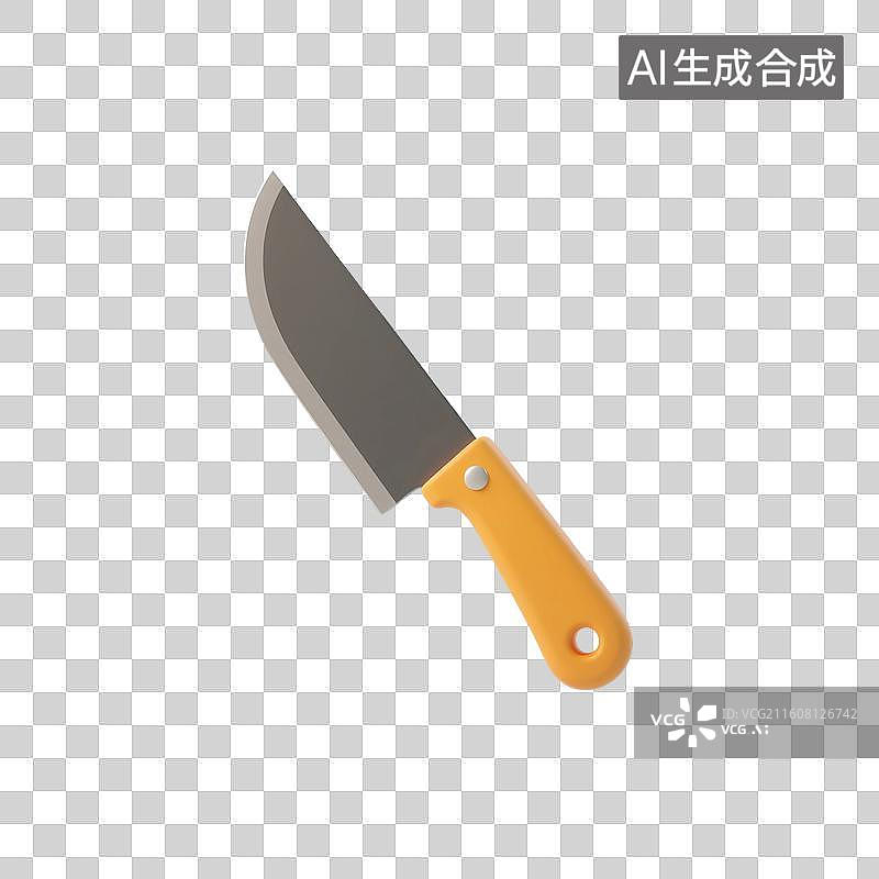 【AI数字艺术】3D渲染，水果刀，菜刀，料理刀，厨房用品，刀具，免抠元素图片素材