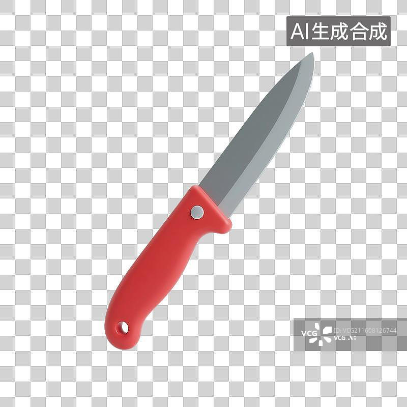 【AI数字艺术】3D渲染，水果刀，菜刀，料理刀，厨房用品，刀具，免抠元素图片素材