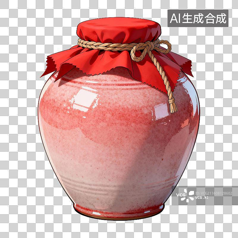 【AI数字艺术】中国风手绘插画，国风素材，酒缸，酒坛子，绍兴黄酒，花雕酒，女儿红，传统文化，酒文化，免抠元素图片素材
