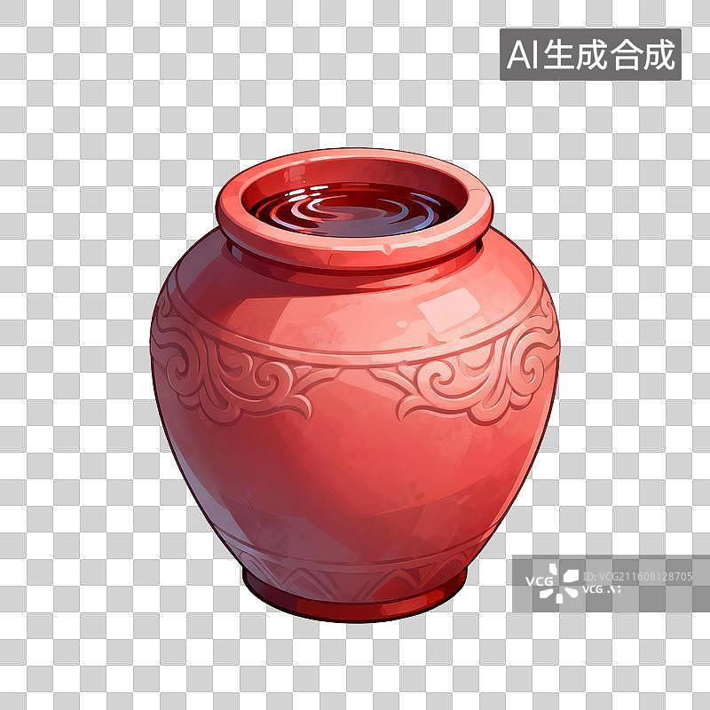 【AI数字艺术】中国风手绘插画，国风素材，酒缸，酒坛子，绍兴黄酒，花雕酒，女儿红，传统文化，酒文化，免抠元素图片素材