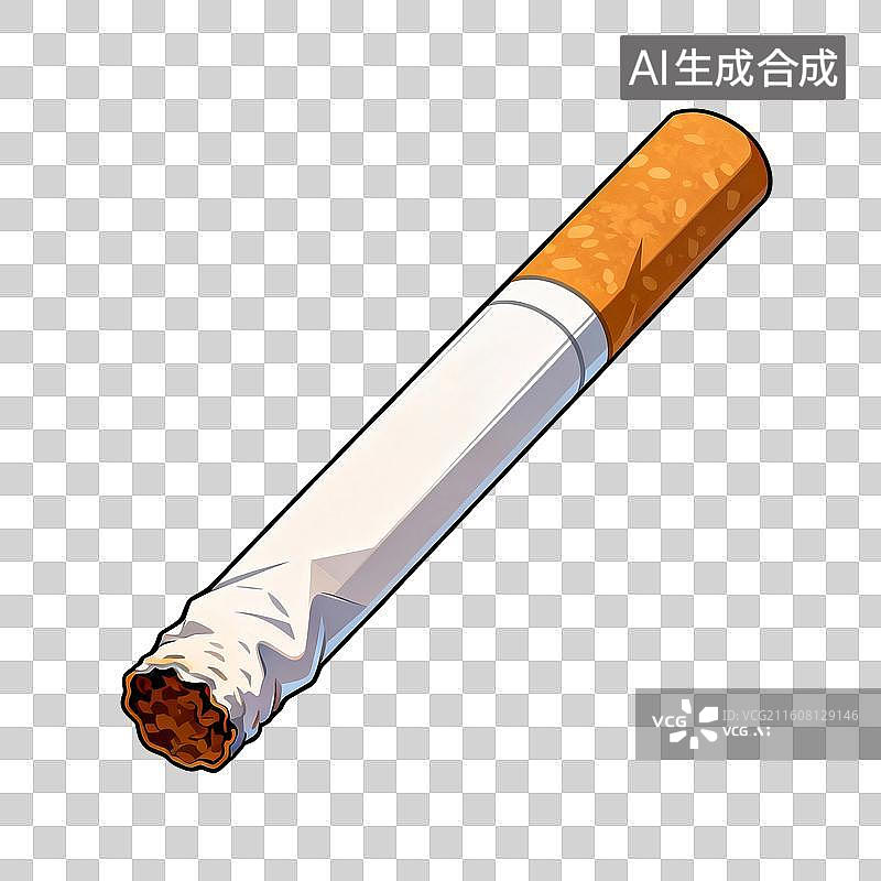 【AI数字艺术】手绘插画，一支烟，香烟，烟草，烟叶，尼古丁，免抠元素图片素材