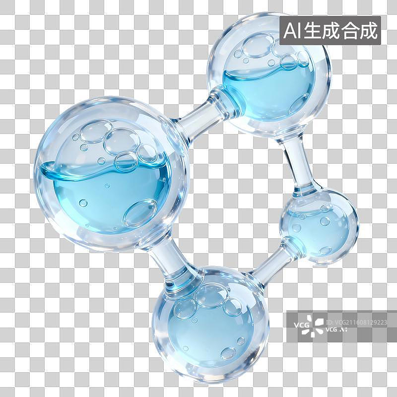 【AI数字艺术】3D渲染，气泡，泡泡，细胞，水滴，化学分子结构，精华液，美妆，精油，免抠元素图片素材