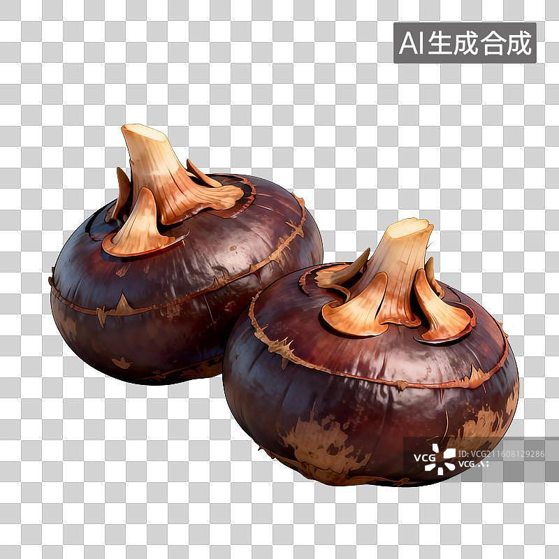 【AI数字艺术】手绘插画，水果蔬菜，马蹄，荸荠，免抠元素图片素材