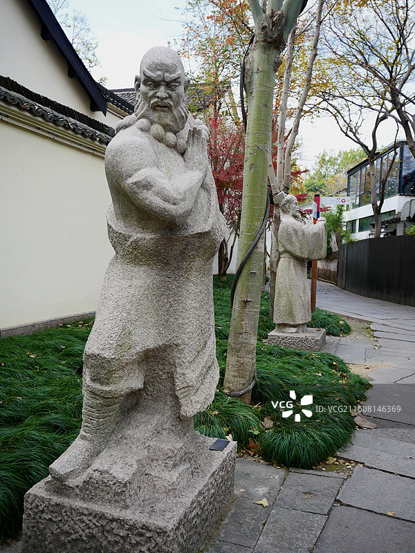 杭州西溪水浒文化展示馆（施耐庵故居）鲁智深与宋江像图片素材