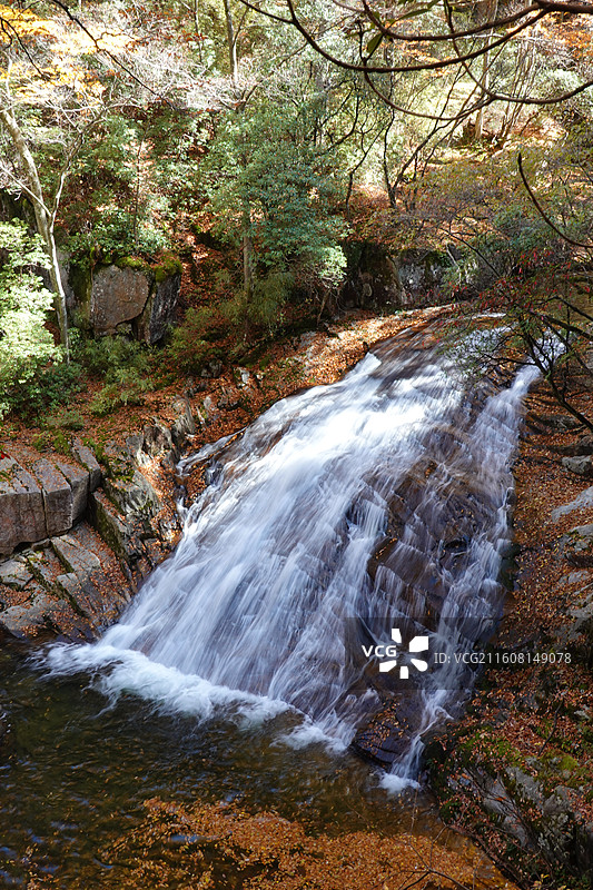 四川省巴中市南江县光雾山诺水河世界地质公园：十八月潭景区秋色：吉运潭至云梯潭图片素材