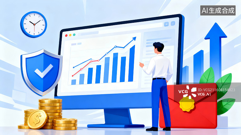 【AI数字艺术】商务人士分析增长图表图片素材