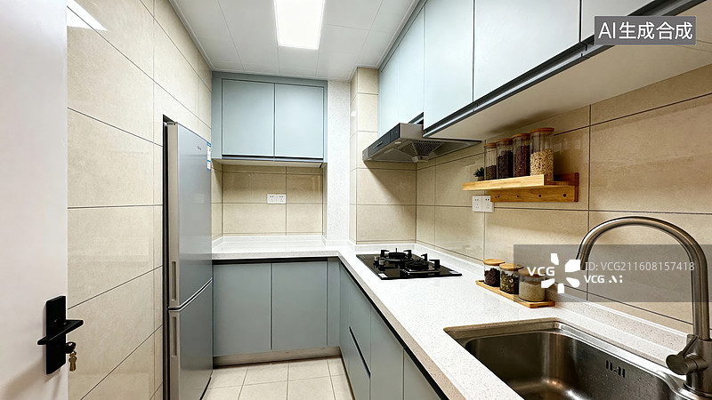【AI数字艺术】现代简约厨房内部图片素材