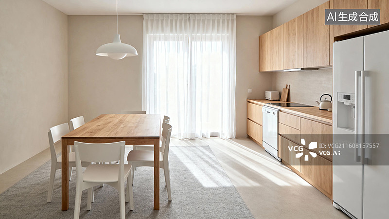 【AI数字艺术】现代简约厨房与餐厅图片素材