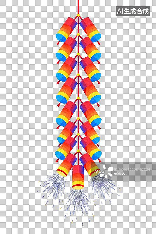 【AI数字艺术】彩色鞭炮串燃放瞬间动态图图片素材