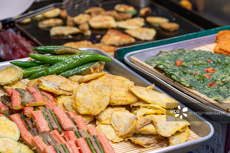 首尔广藏市场传统街头小吃图片素材