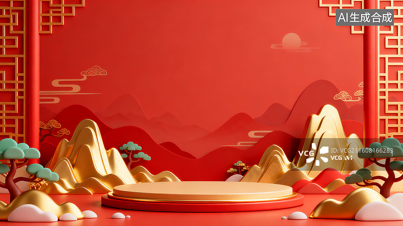 【AI数字艺术】中国风电商背景插图图片素材
