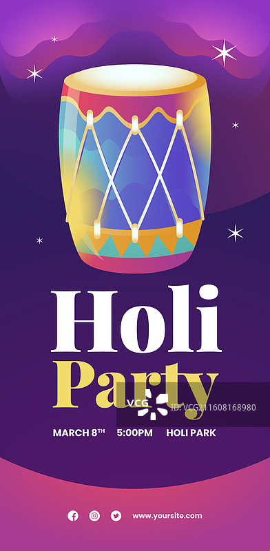 印度洒红节竖幅模板图片素材