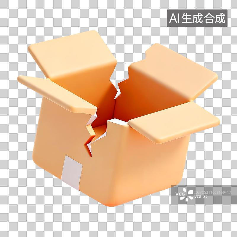 【AI数字艺术】打开破损的纸箱图片素材