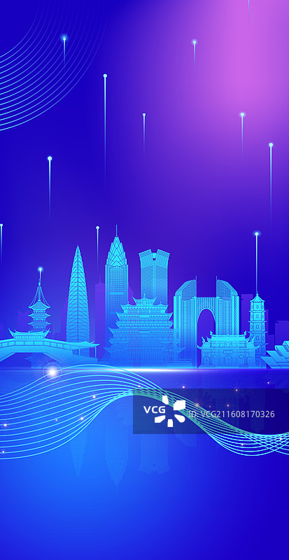 2026新年温州城市企业年会邀请函矢量模版图片素材