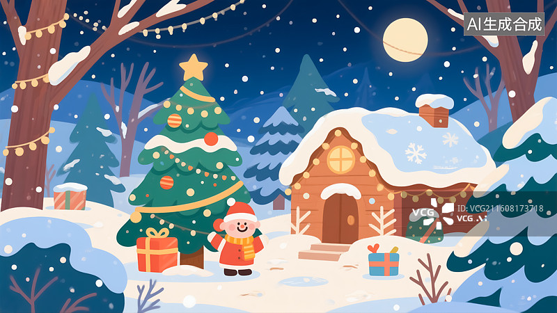 【AI数字艺术】圣诞节节日插画图片素材