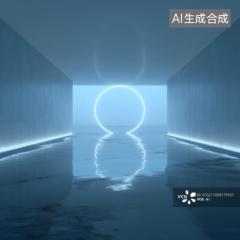 【AI数字艺术】无限延伸水银地板图片素材
