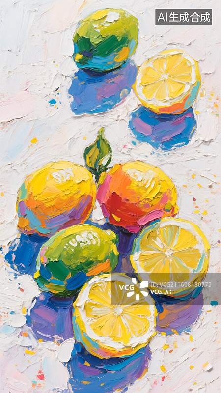 【AI数字艺术】油画风格柠檬插画图片素材