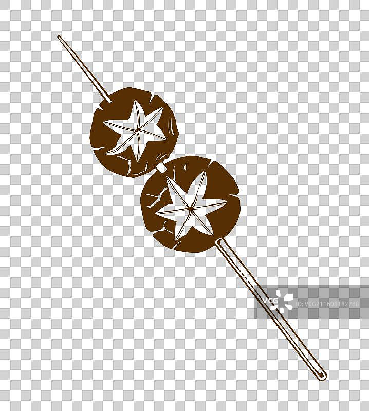 烤香菇单色线稿图片素材