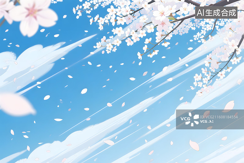 【AI数字艺术】樱花盛开 花瓣飞舞图片素材