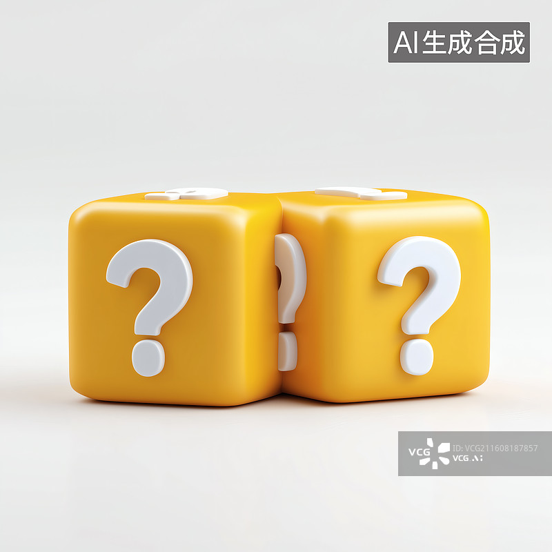 【AI数字艺术】两只黄色问号方块图片素材