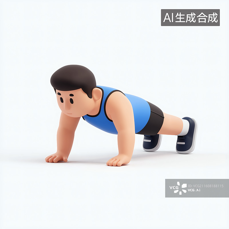 【AI数字艺术】卡通人物做俯卧撑图片素材