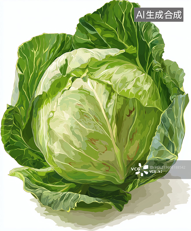 【AI数字艺术】一颗鲜嫩欲滴的绿色卷心菜图片素材