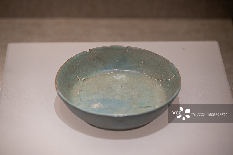 河南博物院 北宋 汝窑天青釉瓷洗 宝丰县清凉寺出土图片素材